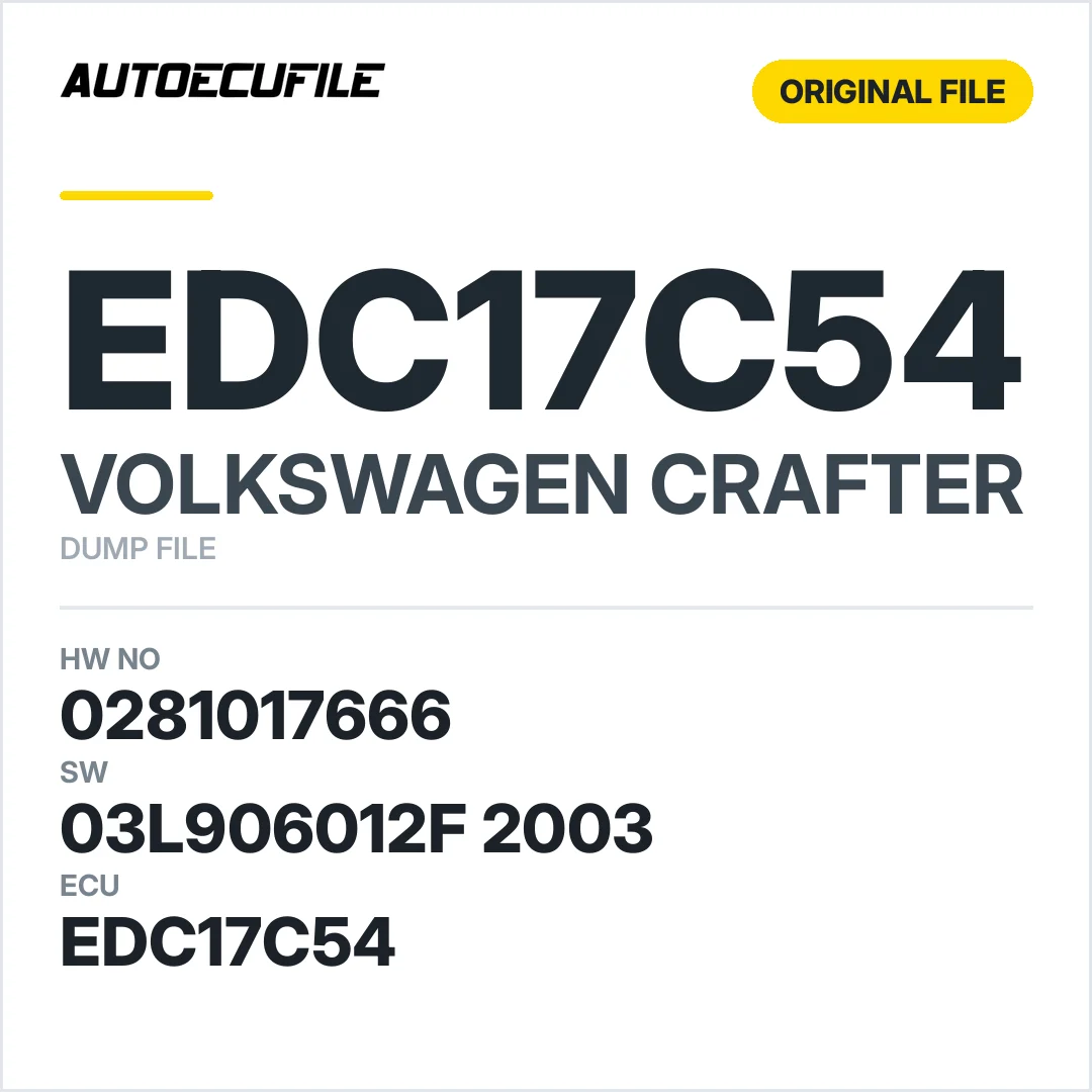 VW CRAFTER EDC17C54 0281017666 03L906012F 2003 1037519334 DUMP