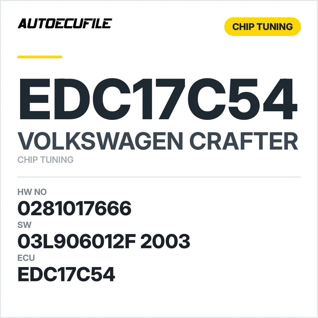VW CRAFTER EDC17C54 0281017666 03L906012F 2003 DPF TUNED VMAX