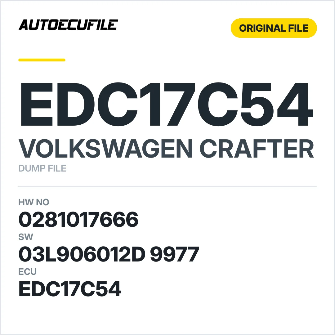 VW CRAFTER EDC17C54 0281017666 1037561524 03L906012D 9977 DUMP