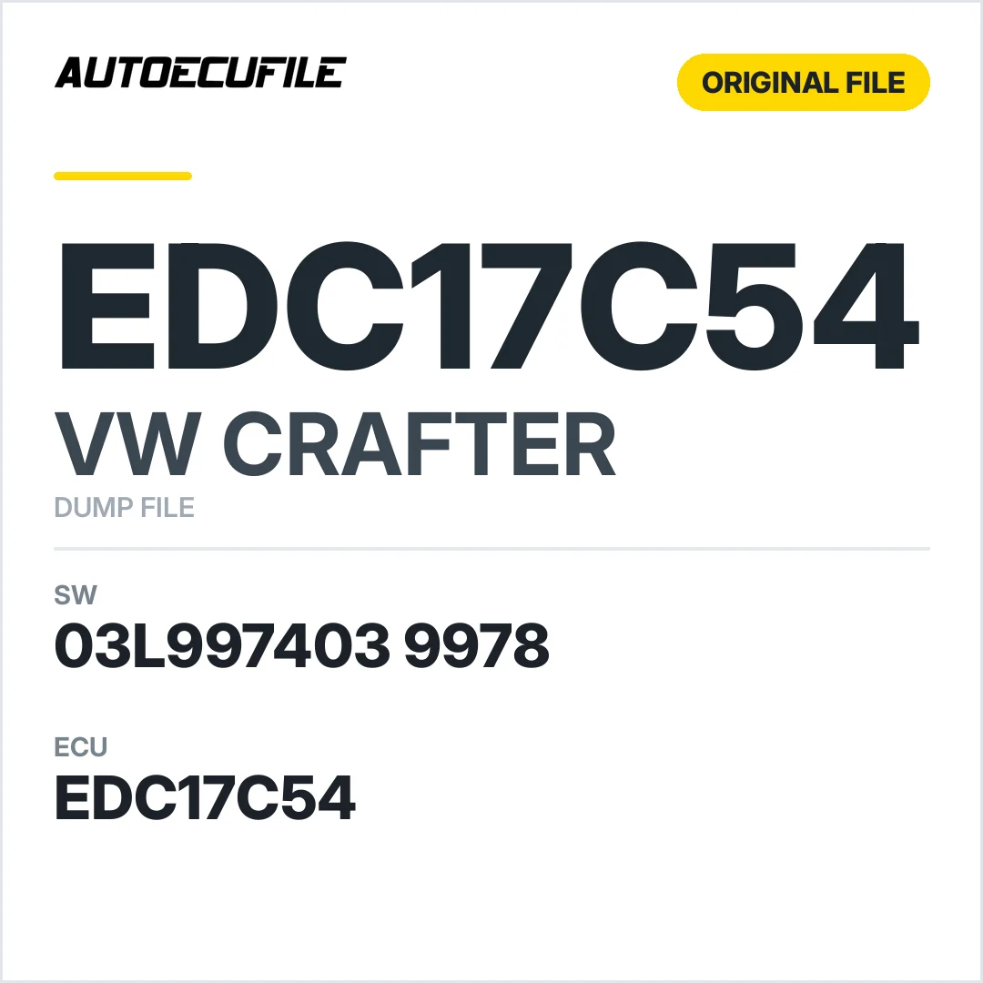VW CRAFTER EDC17C54 03L997403 9978 1037561045 DUMP