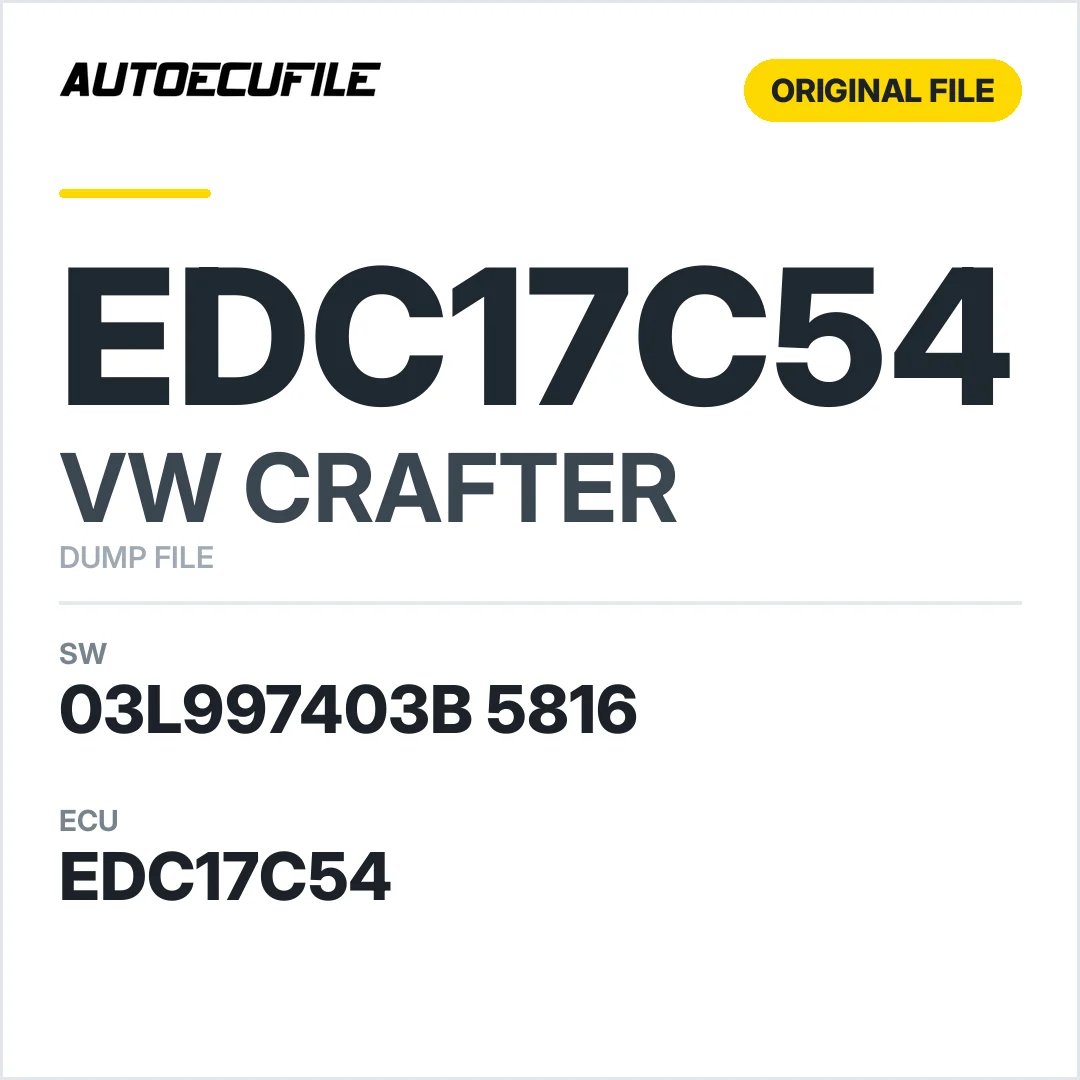 VW CRAFTER EDC17C54 03L997403B 5816 1037536222 DUMP