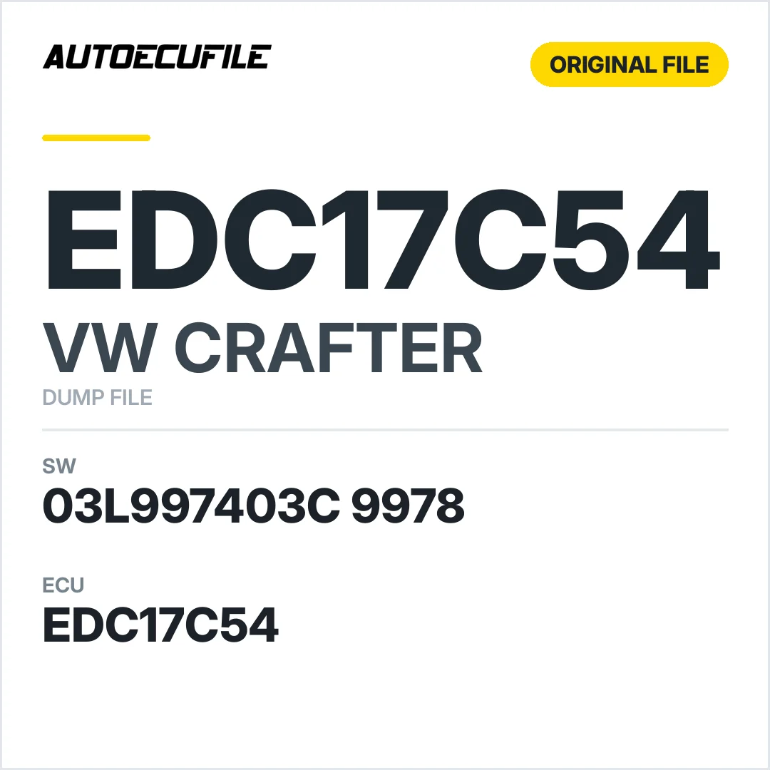 VW CRAFTER EDC17C54 03L997403C 9978 1037561059 DUMP