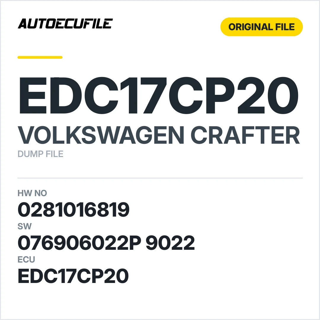 VW CRAFTER EDC17CP20 0281016819 076906022P 9022 DUMP