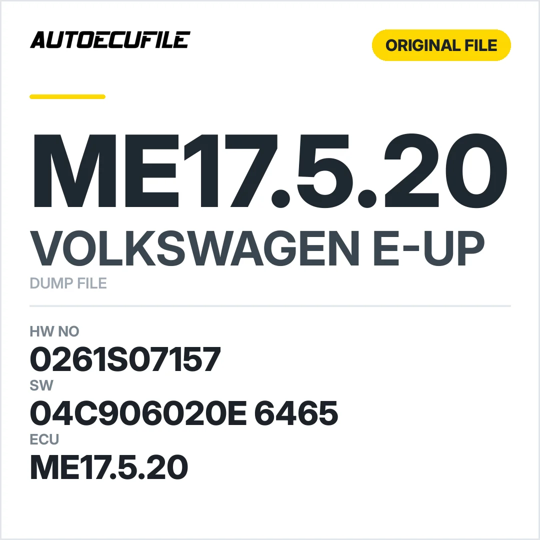 VW E-UP ME17.5.20 0261S07157 04C906020E 6465 1037538192 DUMP