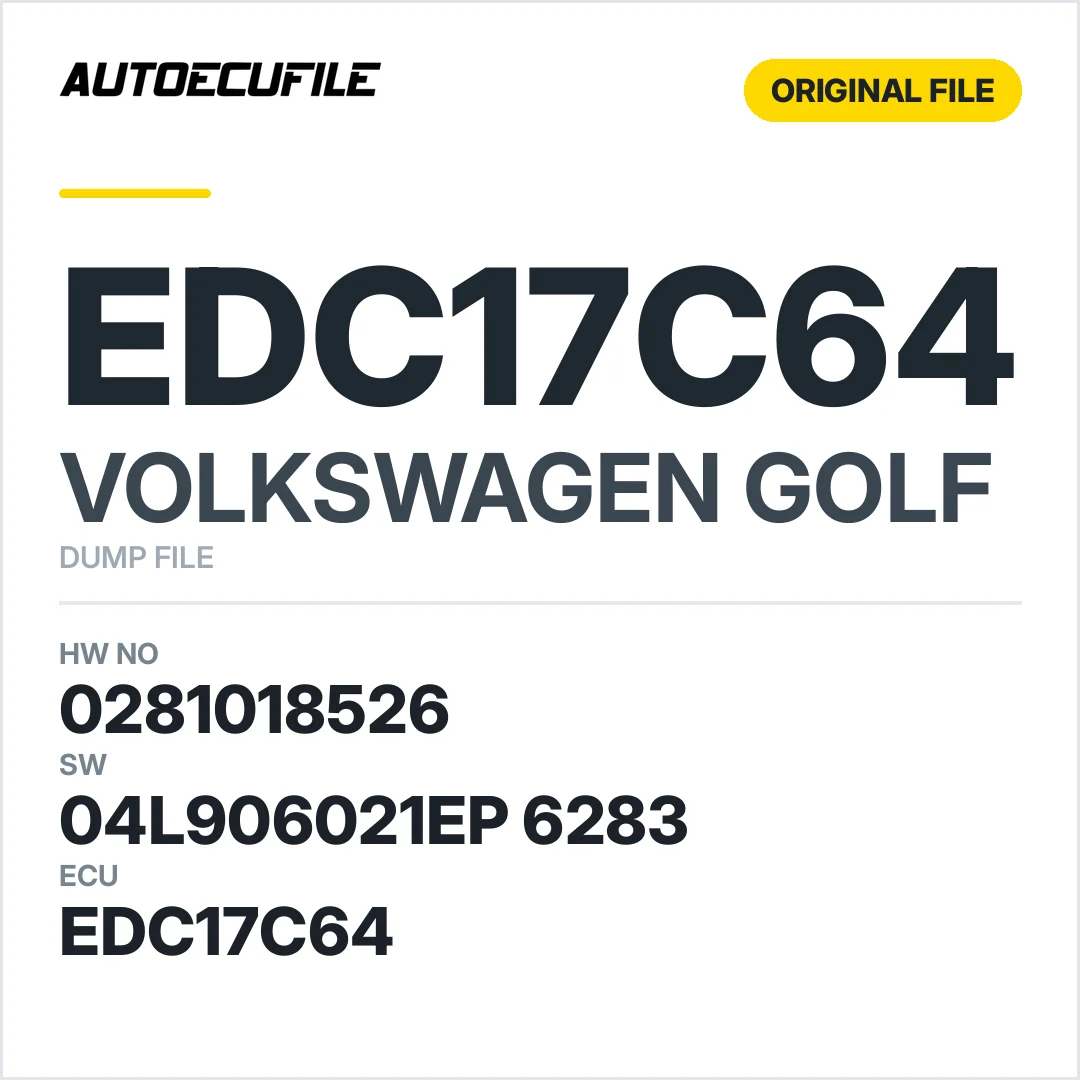 VW GOLF 7 EDC17C64 0281018526  04L906021EP  6283 DUMP