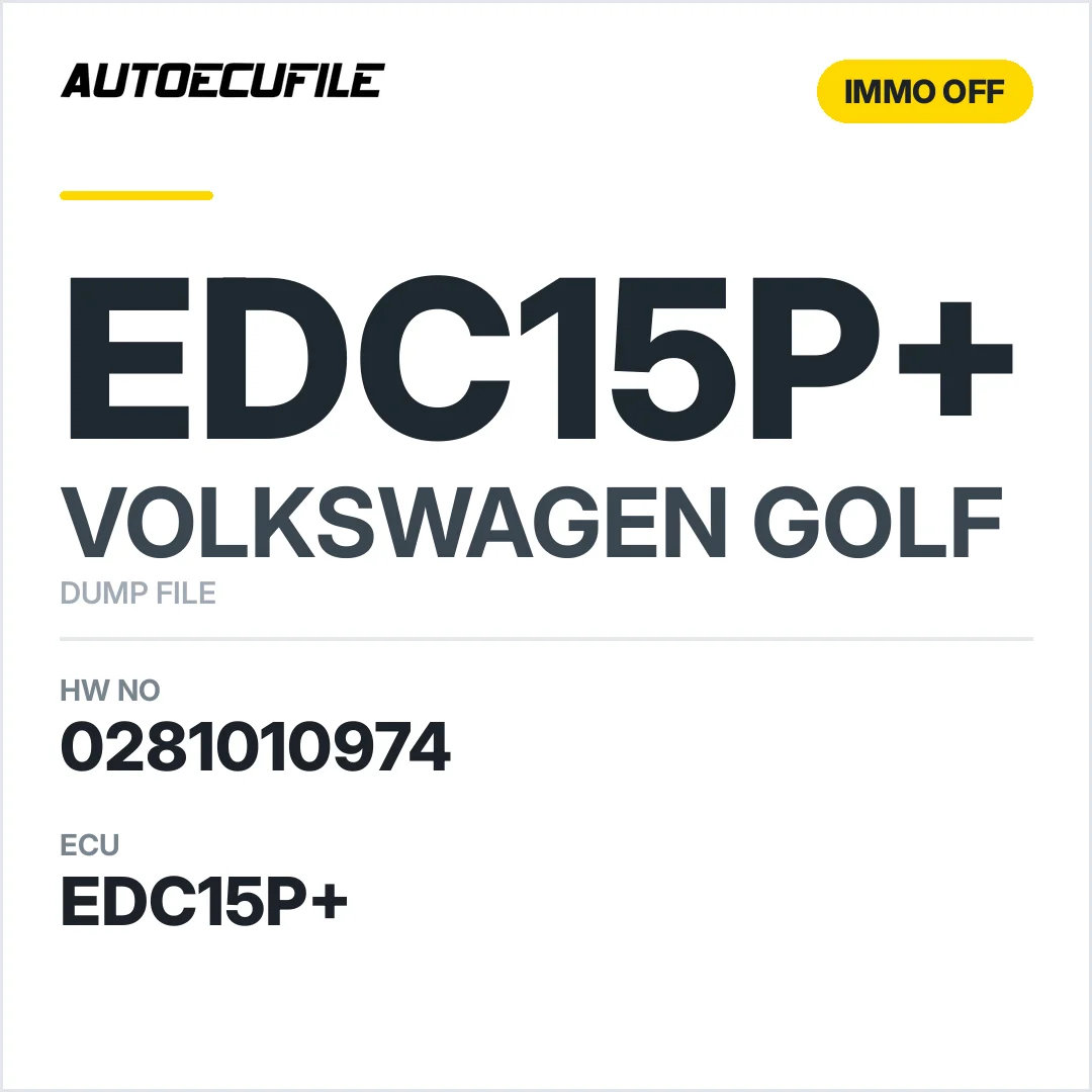 VW GOLF EDC15P+ 0281010974 IMMO OFF DUMP