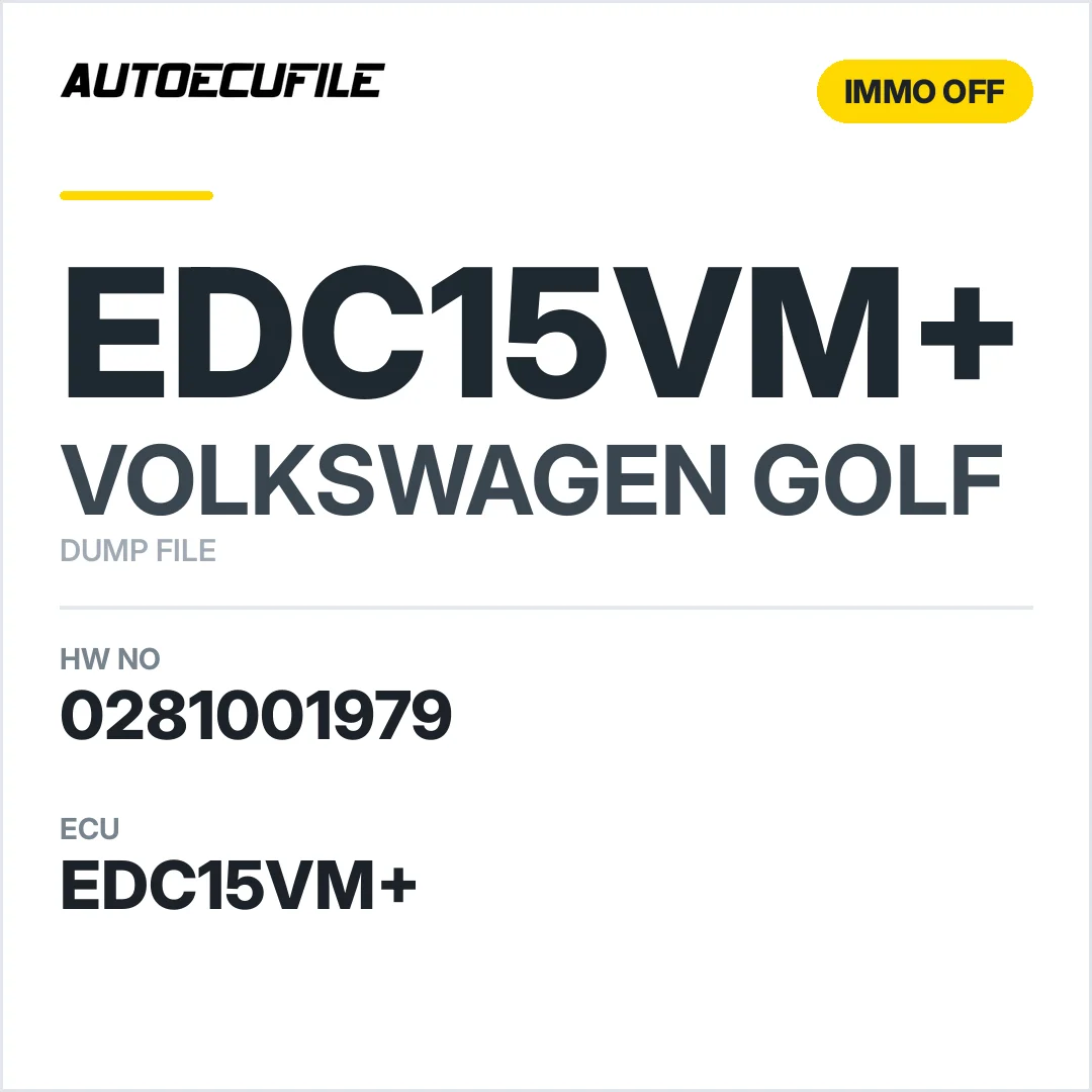 VW GOLF EDC15VM+ 0281001979 038906012 M IMMO OFF DUMP
