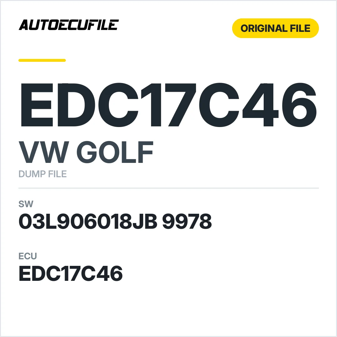VW GOLF EDC17C46 03L906018JB 9978 1037561006 DUMP