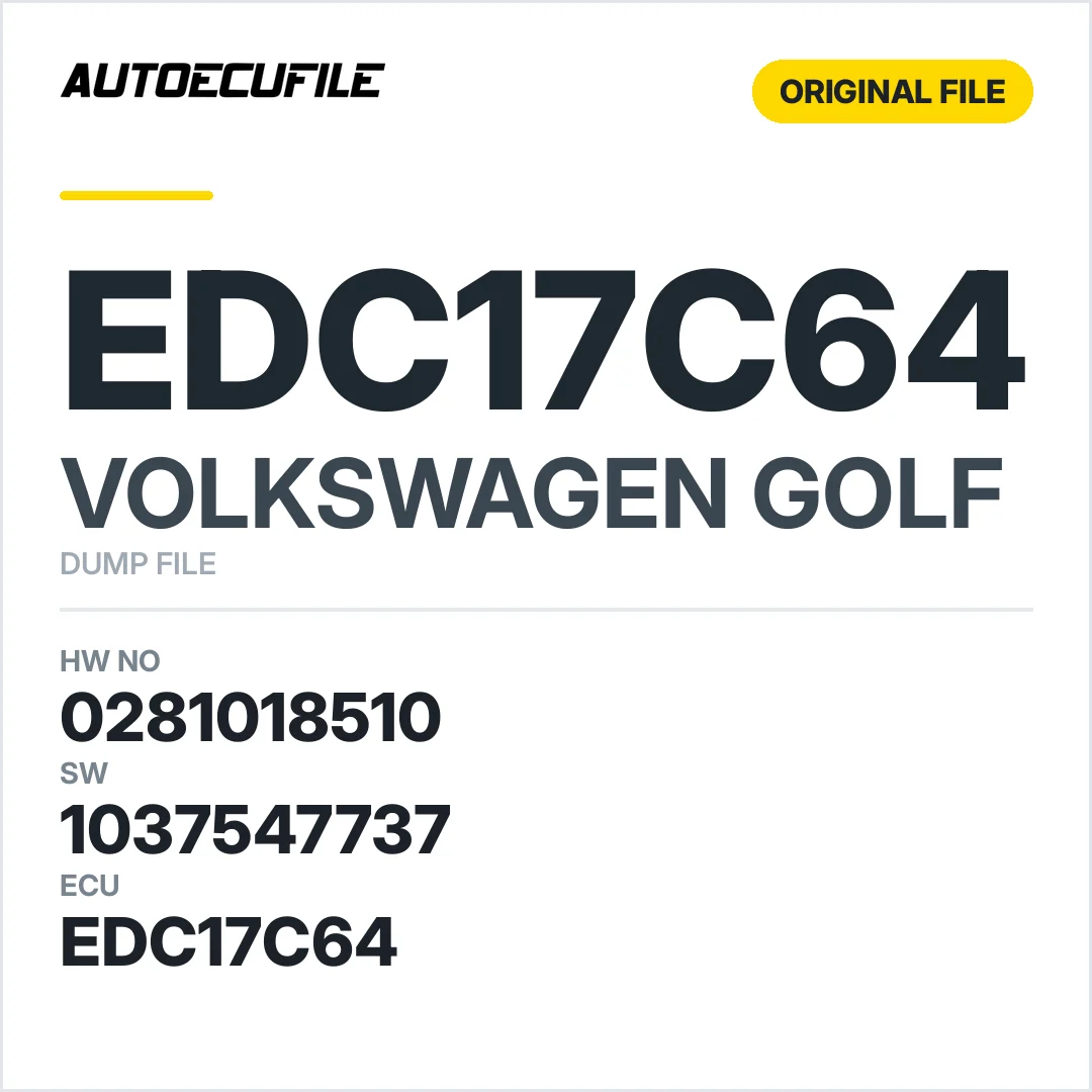 VW GOLF EDC17C64 0281018510 1037547737 04L906021M 7635 DUMP