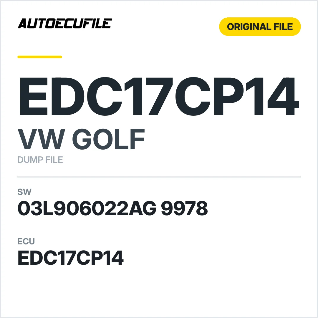 VW GOLF EDC17CP14 03L906022AG 9978 1037564020 DUMP