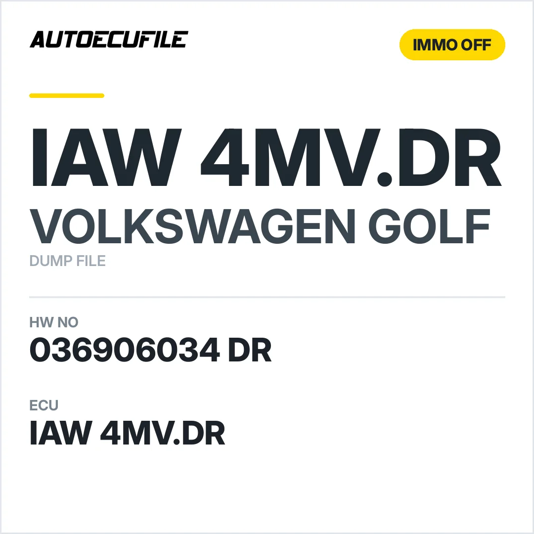 VW GOLF IAW 4MV.DR 036906034 DR IMMO OFF DUMP