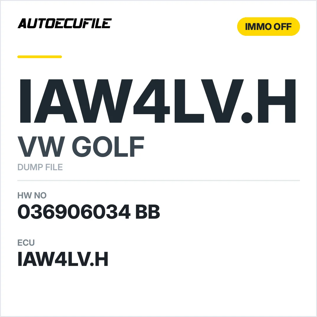VW GOLF IAW4LV.H 036906034 BB IMMO OFF DUMP