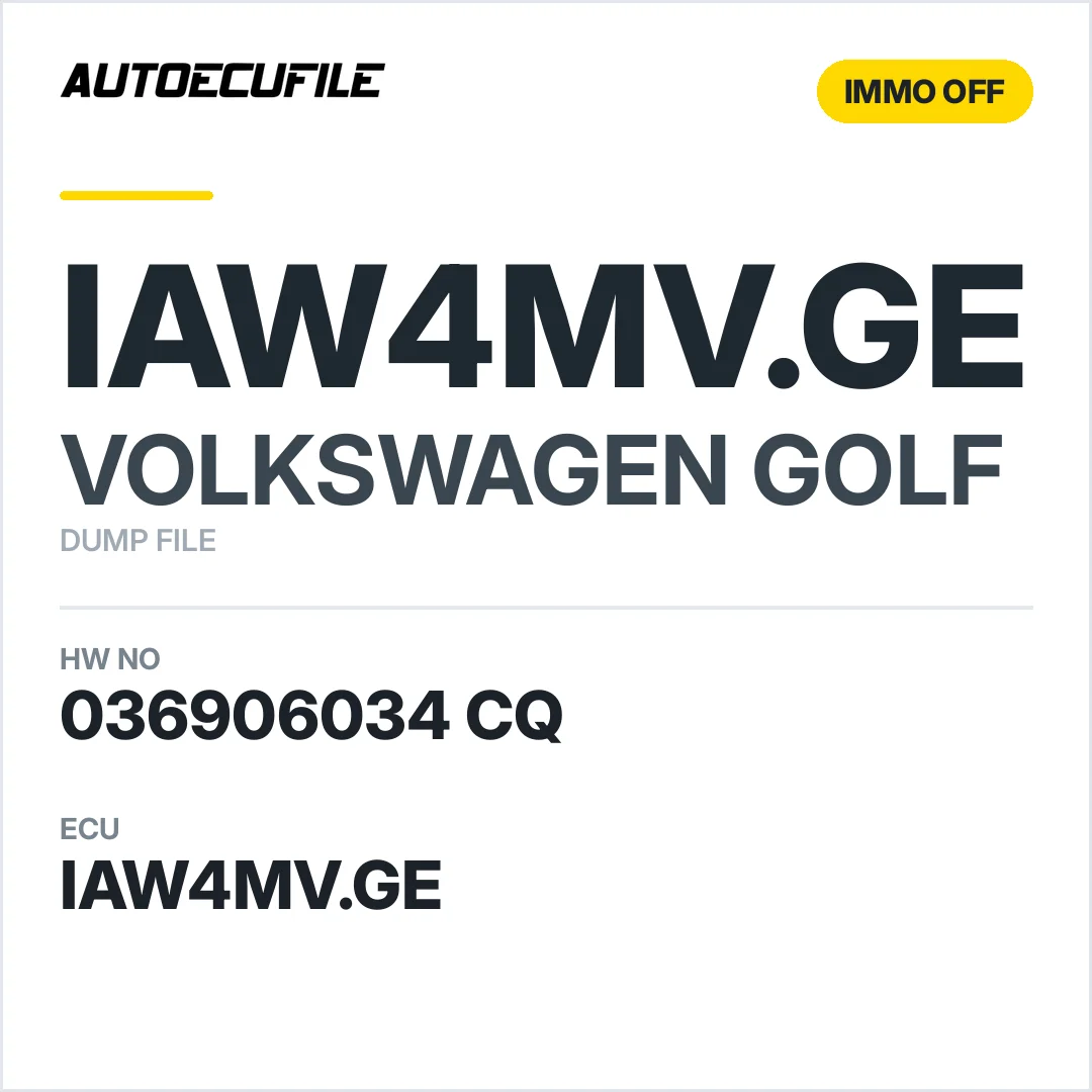 VW GOLF IAW4MV.GE 036906034 CQ IMMO OFF DUMP