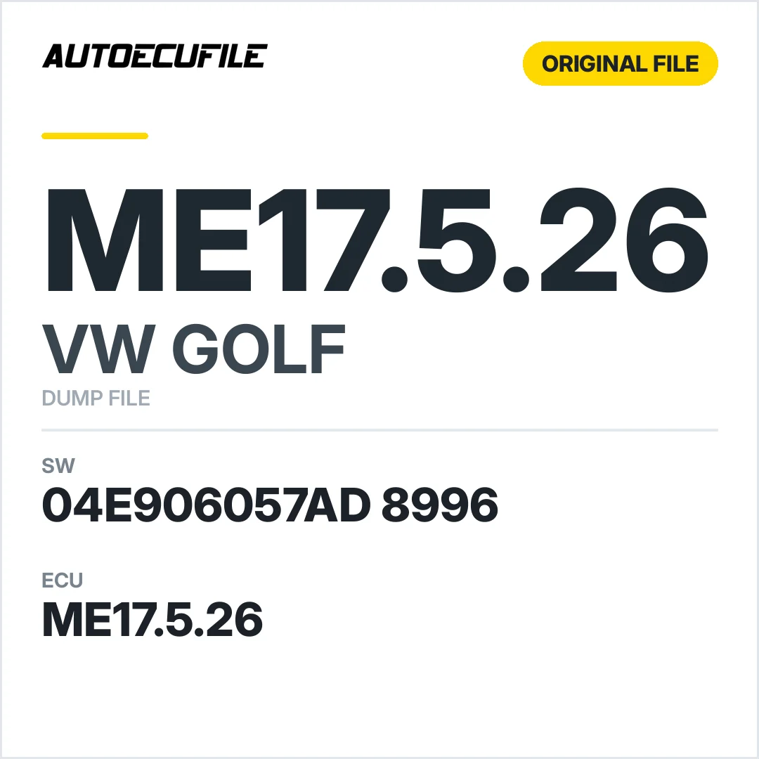 VW GOLF ME17.5.26 04E906057AD 8996 1037555311 DUMP