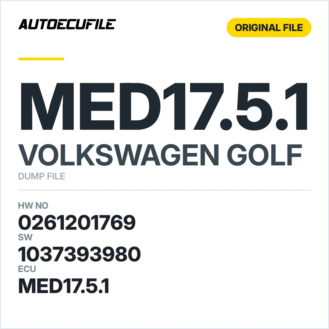 VW GOLF MED17.5.1 0261201769 1037393980 DUMP
