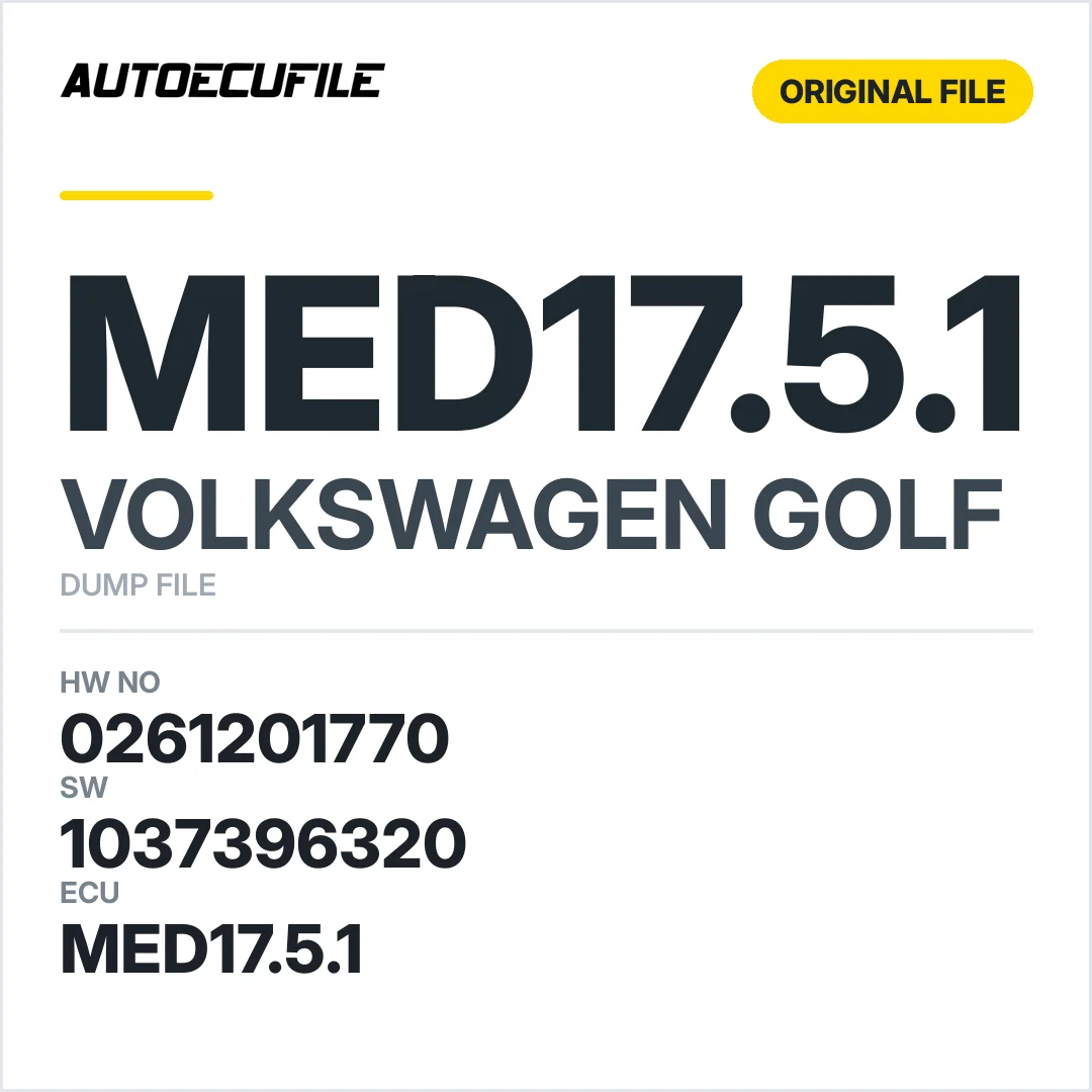 VW GOLF  MED17.5.1 0261201770 1037396320 DUMP