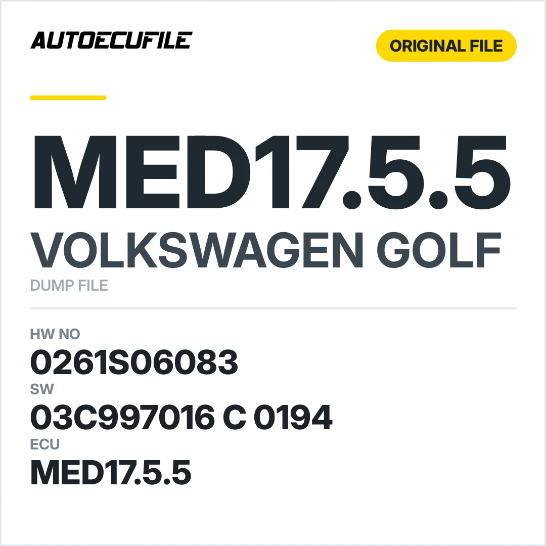 VW GOLF MED17.5.5 0261S06083 03C997016C 0194 DUMP