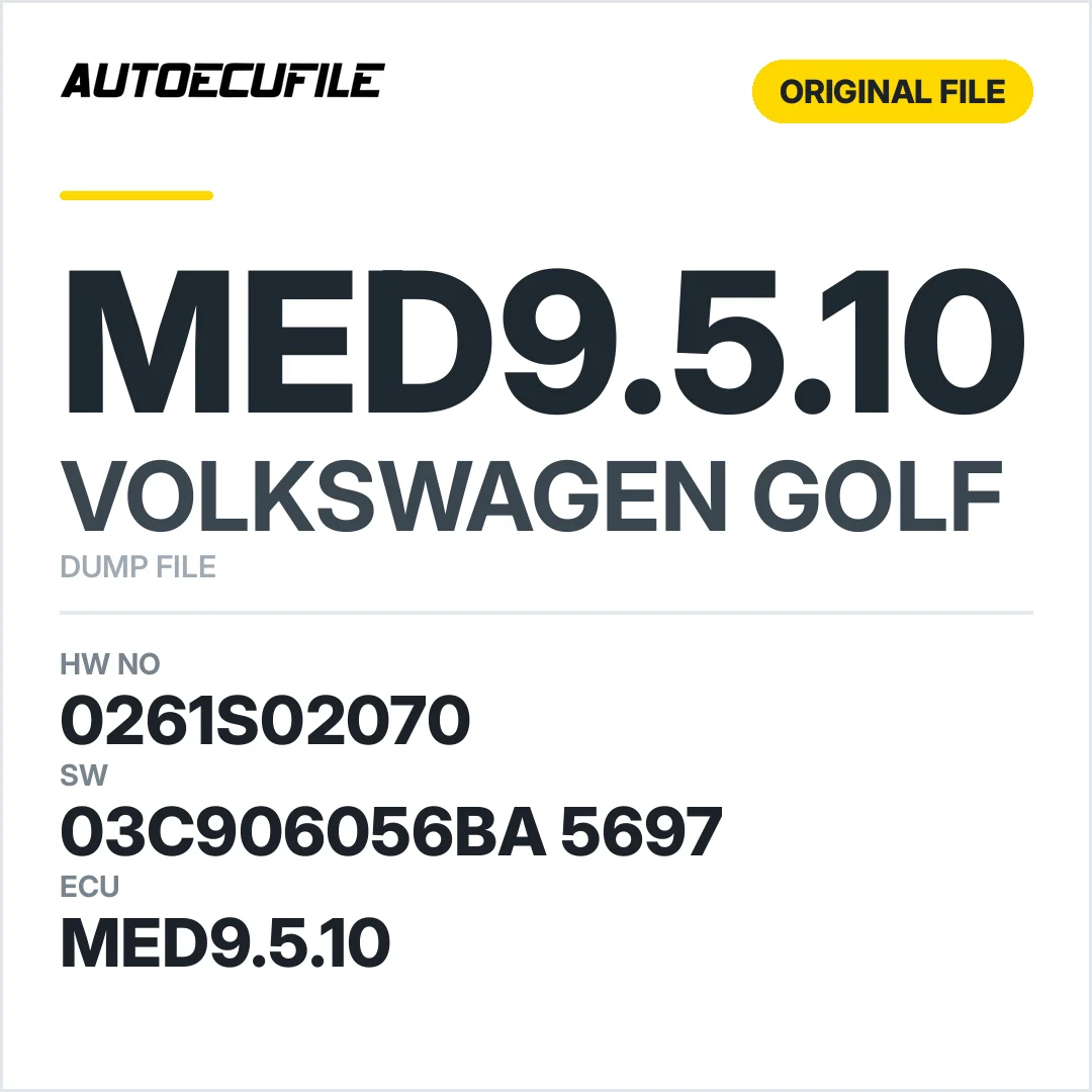 VW GOLF  MED9.5.10 0261S02070 03C906056BA 5697 1037369726 DUMP