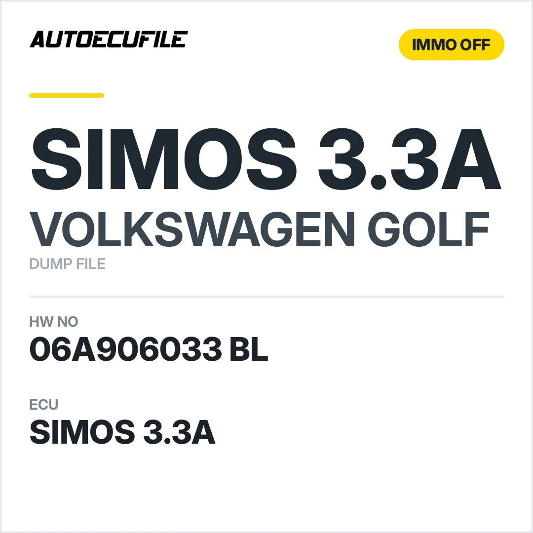VW GOLF SIMOS 3.3A 06A906033 BL 5WP4 0149 IMMO OFF DUMP