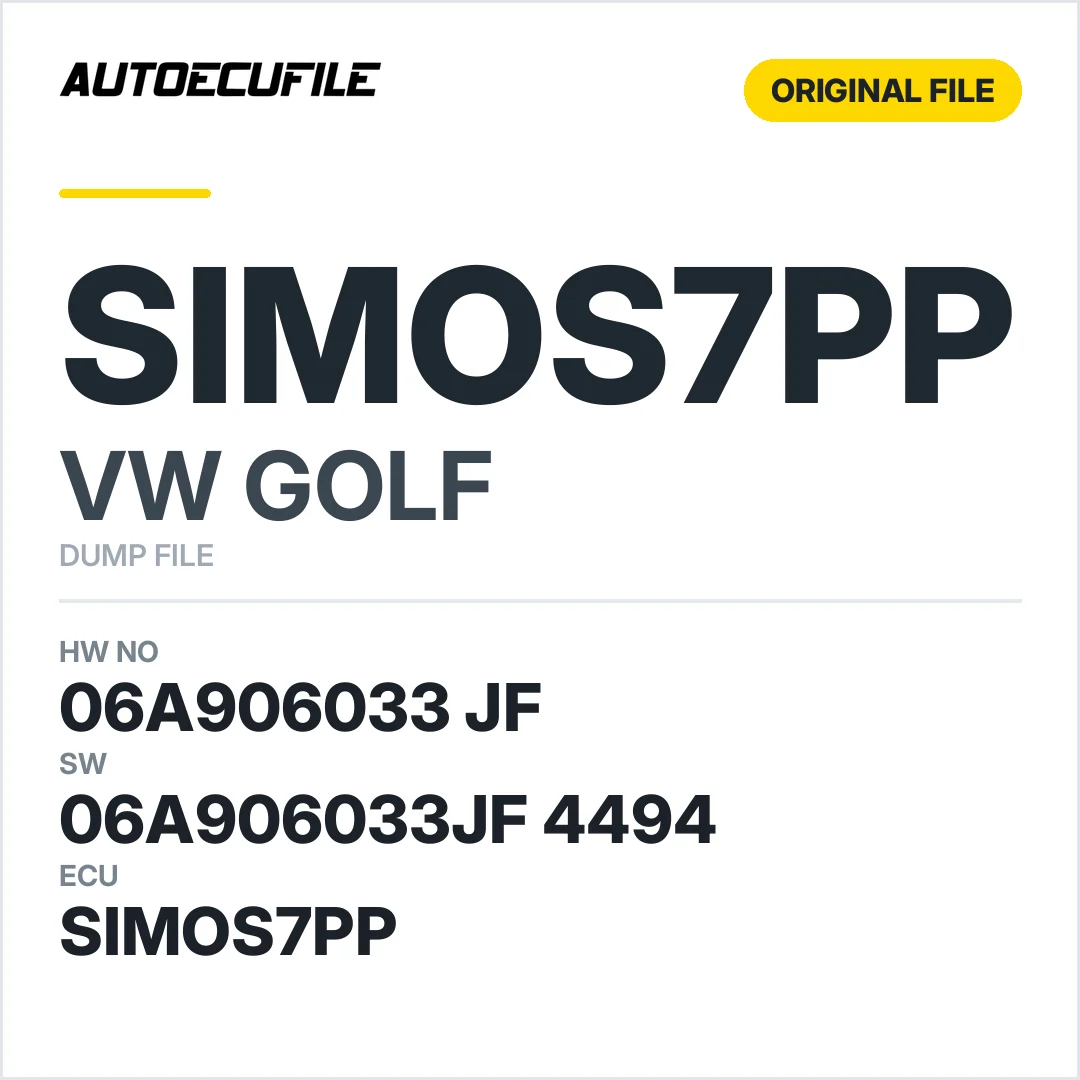 VW GOLF SIMOS 7PP 06A906033 JF 06A906033JF 4494 IMMO OFF DUMP