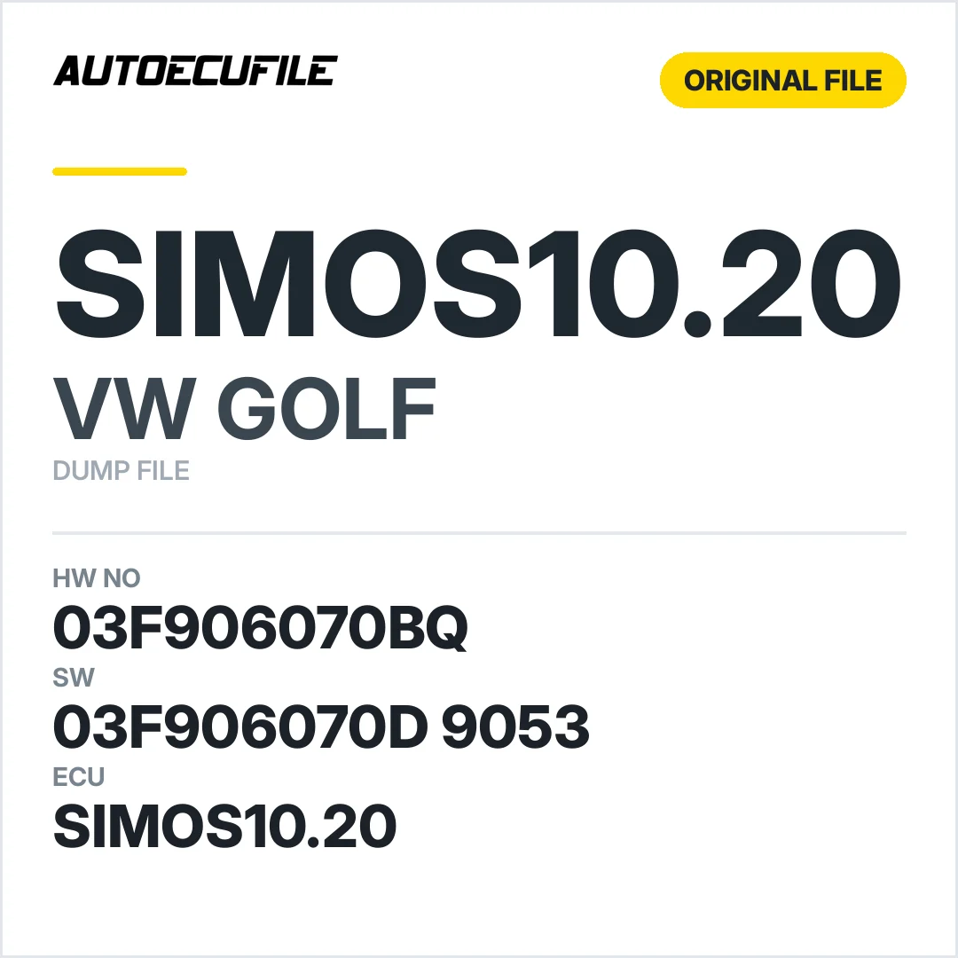 VW GOLF SIMOS10.20 03F906070D 03F906070BQ 9053 DUMP