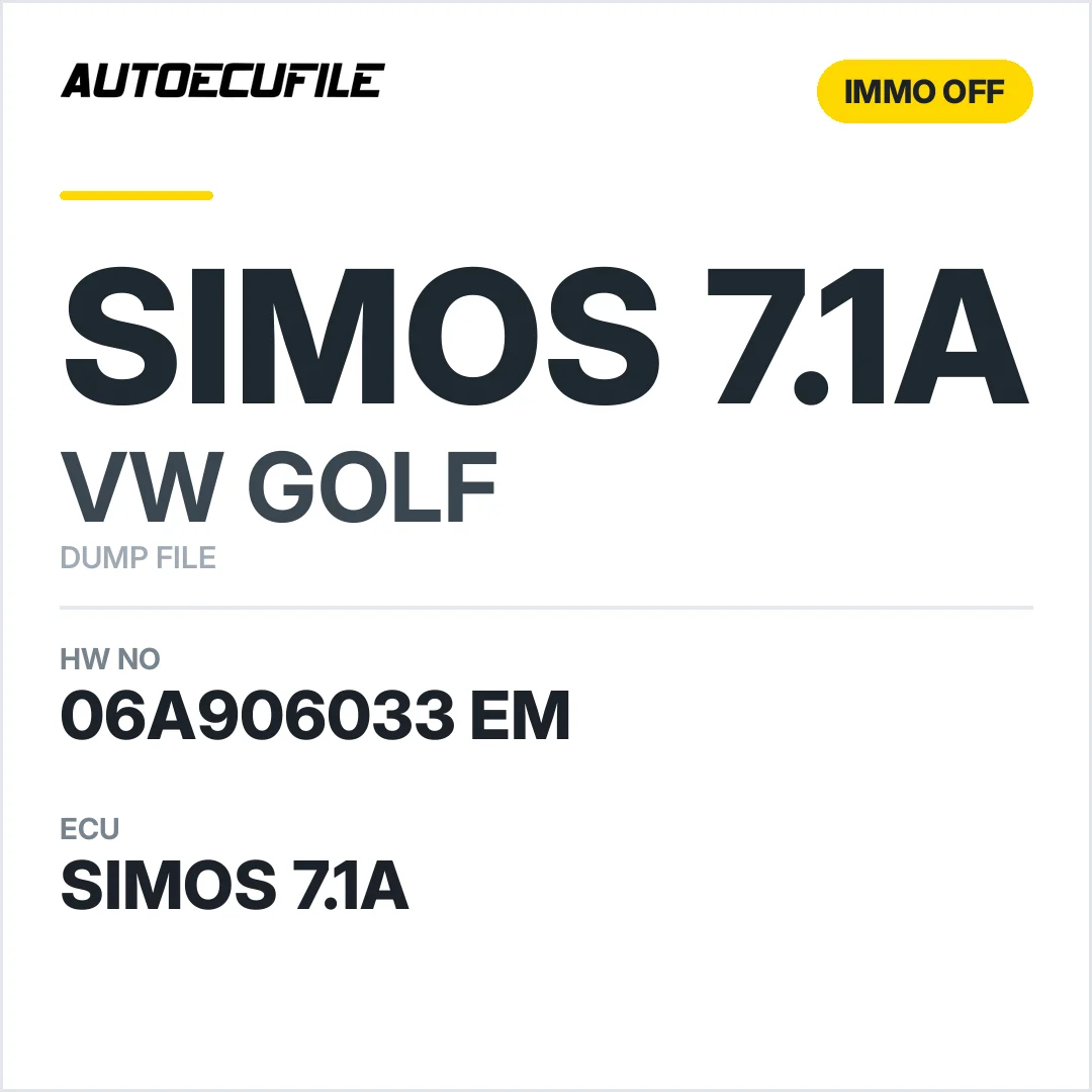 VW GOLF SIMOS7.1A 06A906033 EM IMMO OFF DUMP