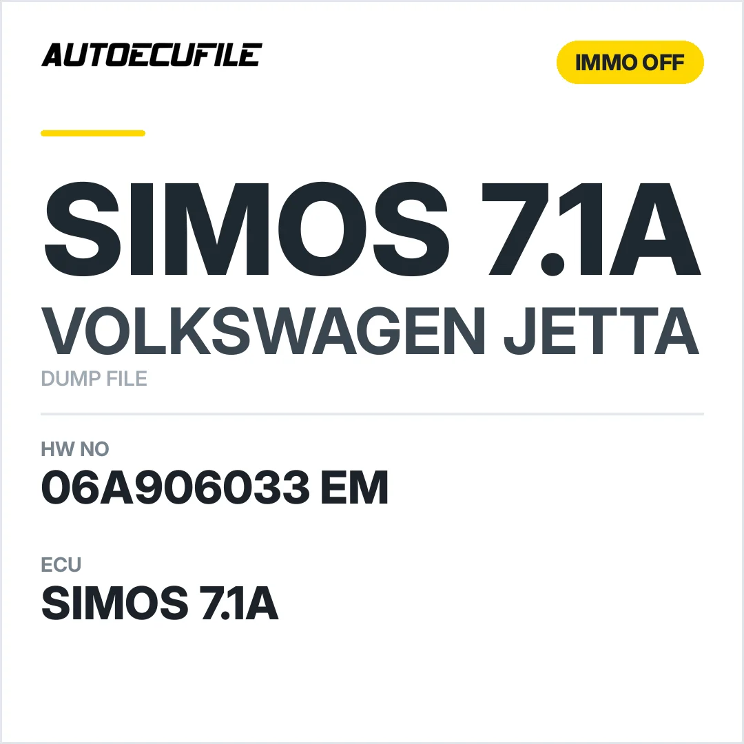 VW JETTA SIMOS 7.1A 06A906033 EM IMMO OFF DUMP