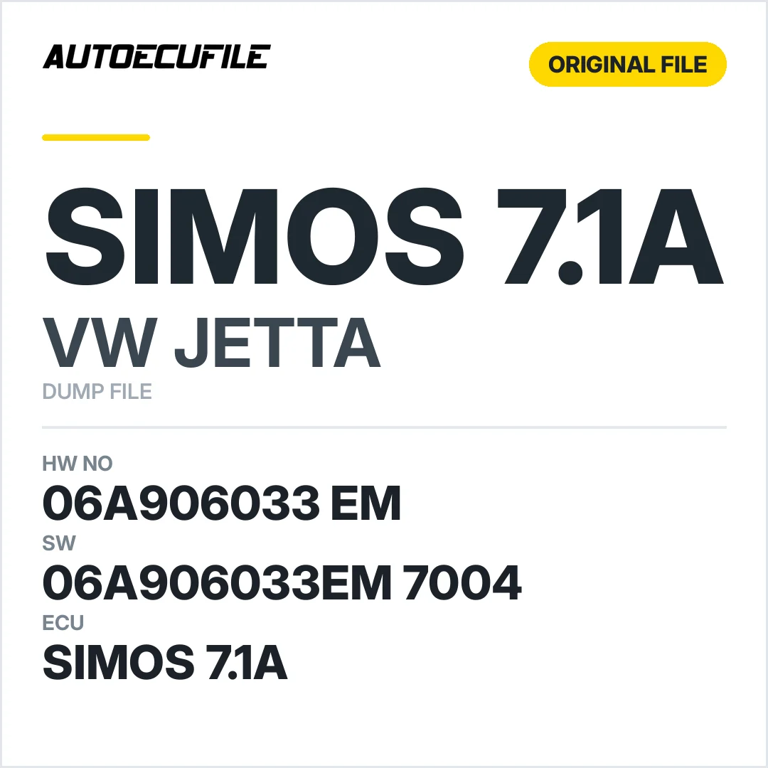 VW JETTA SIMOS7.1A 06A906033EM 06A906033EM 7004 DUMP