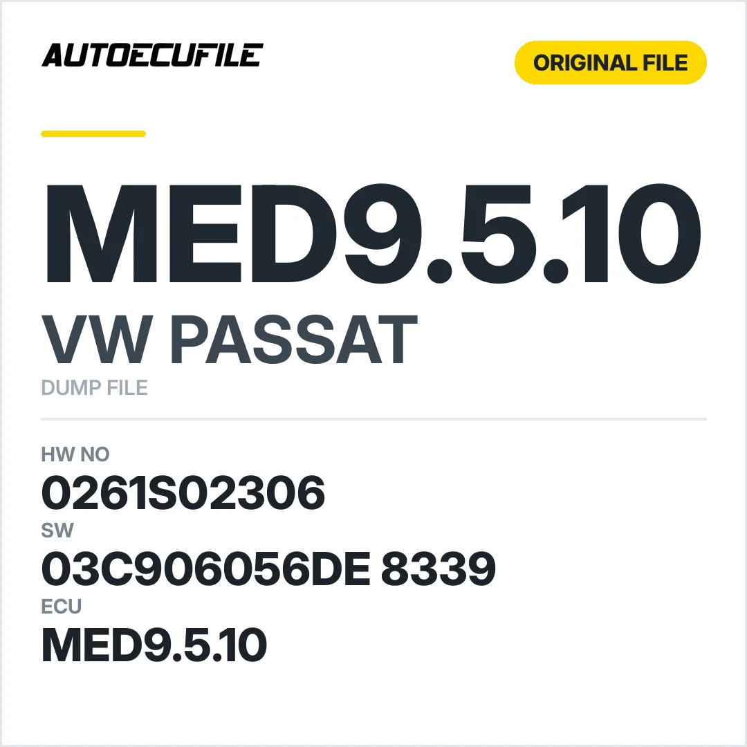 VW PASSAT MED9.5.10 0261S02306  03C906056DE 8339 1037380017 DUMP