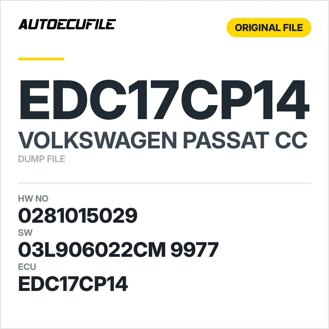 VW PASSAT CC EDC17CP14 0281015029 03L906022 CM 9977 DUMP