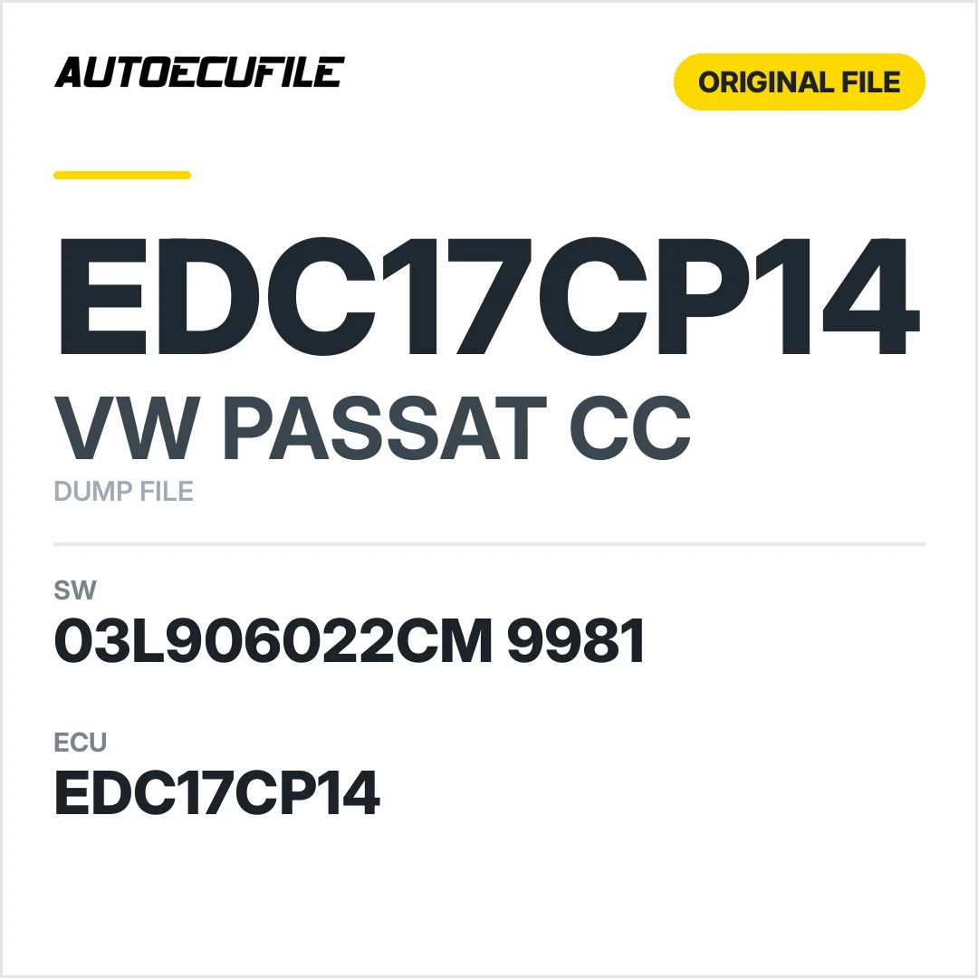VW PASSAT CC EDC17CP14 03L906022CM 9981 1037564536 DUMP