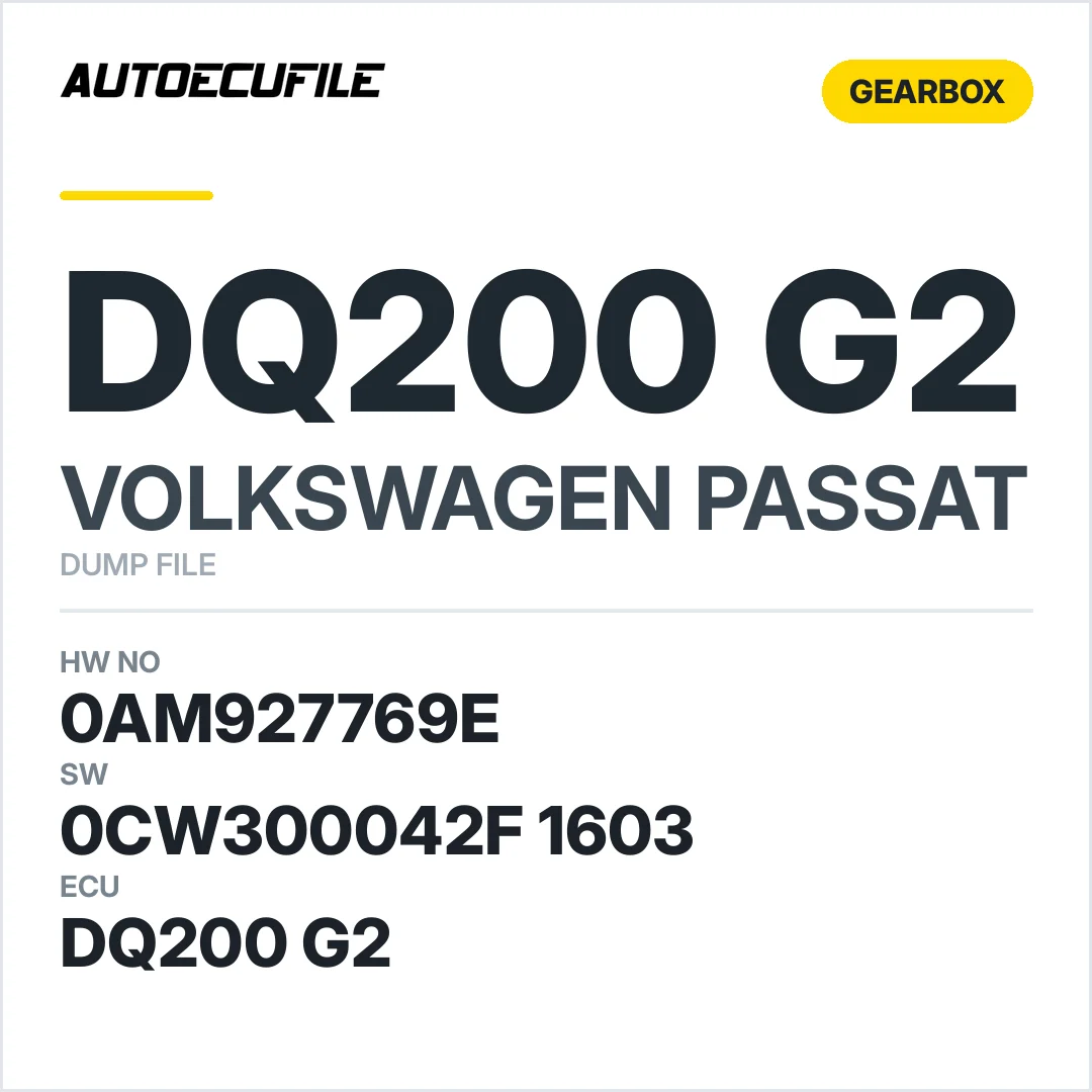 VW PASSAT DQ200 G2 0AM927769E 0CW300042F 1603 DUMP