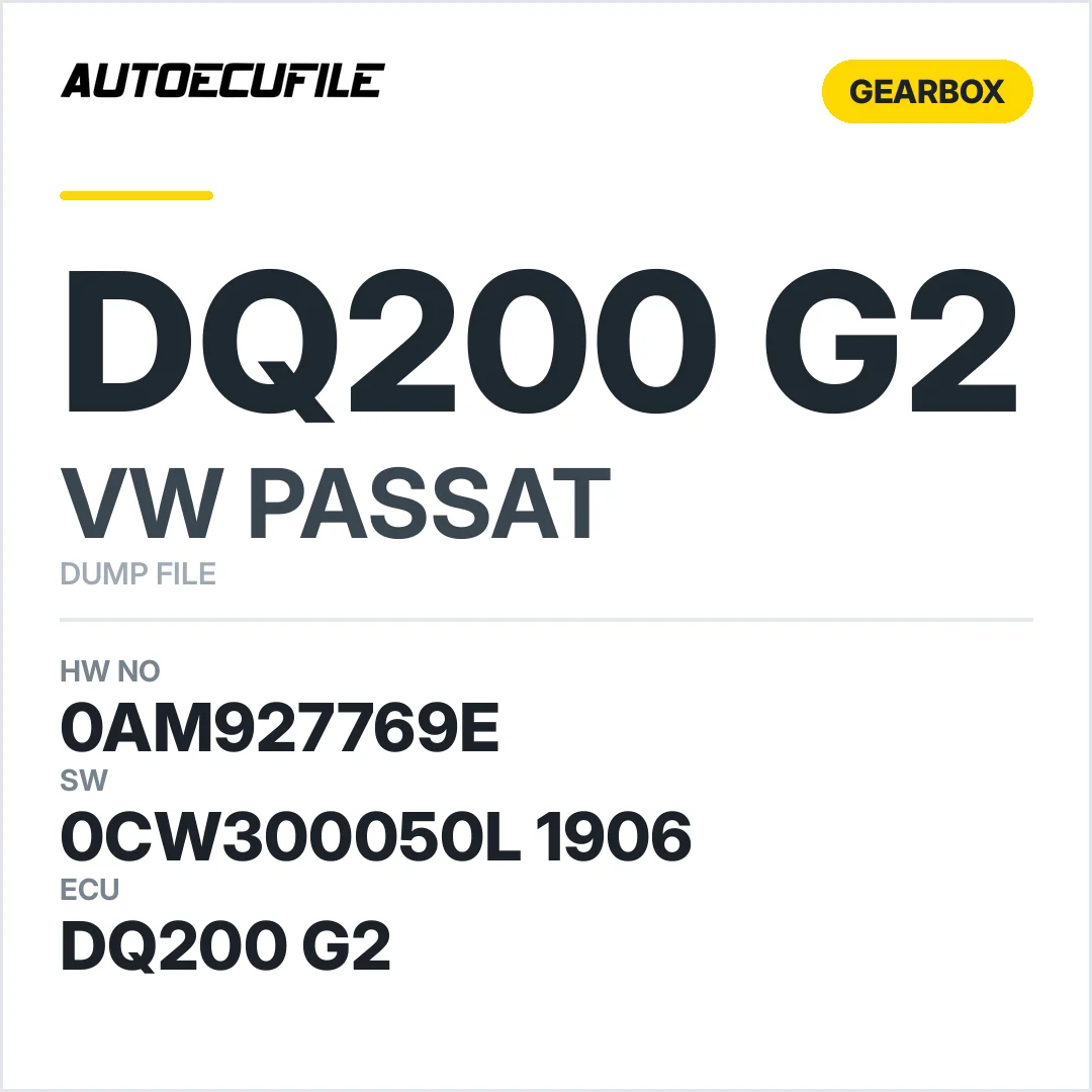 VW PASSAT DQ200G2 0AM927769E 0CW300050L 1906 DUMP