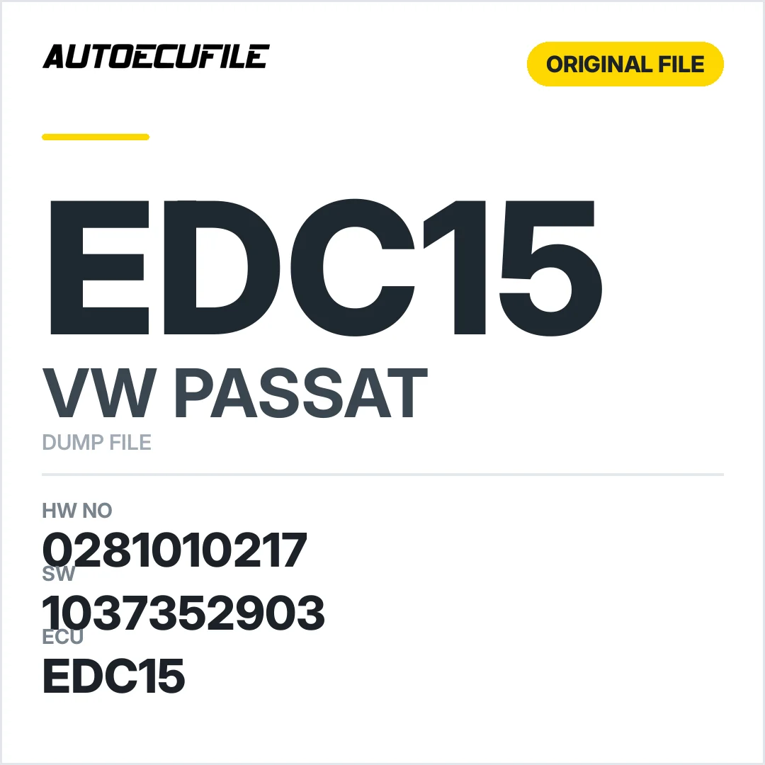 VW PASSAT  EDC15 038906019 CE 0281010217 1037352903 DUMP