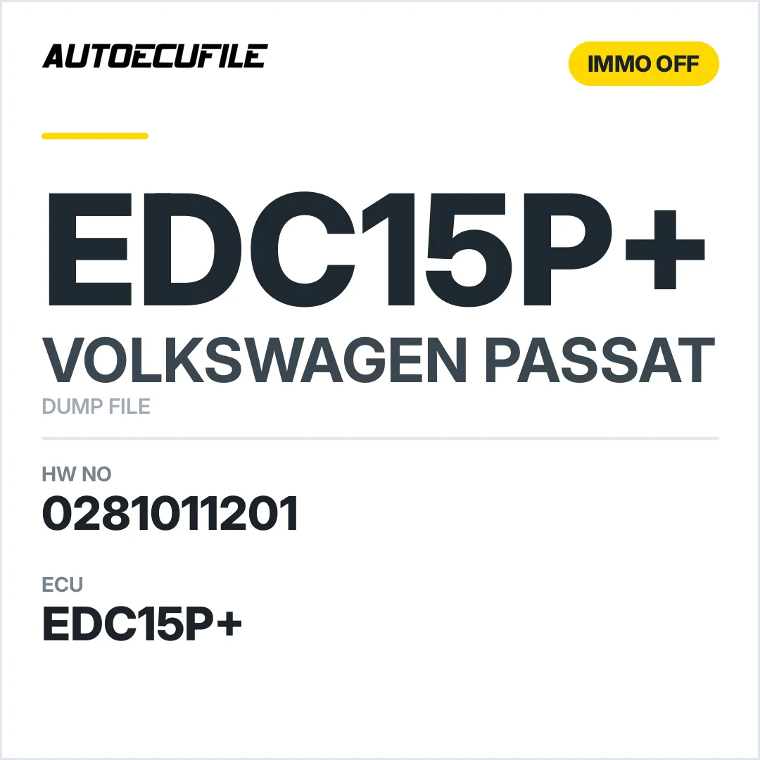 VW PASSAT EDC15P+ 038906019 KE 0281011201 IMMO OFF DUMP