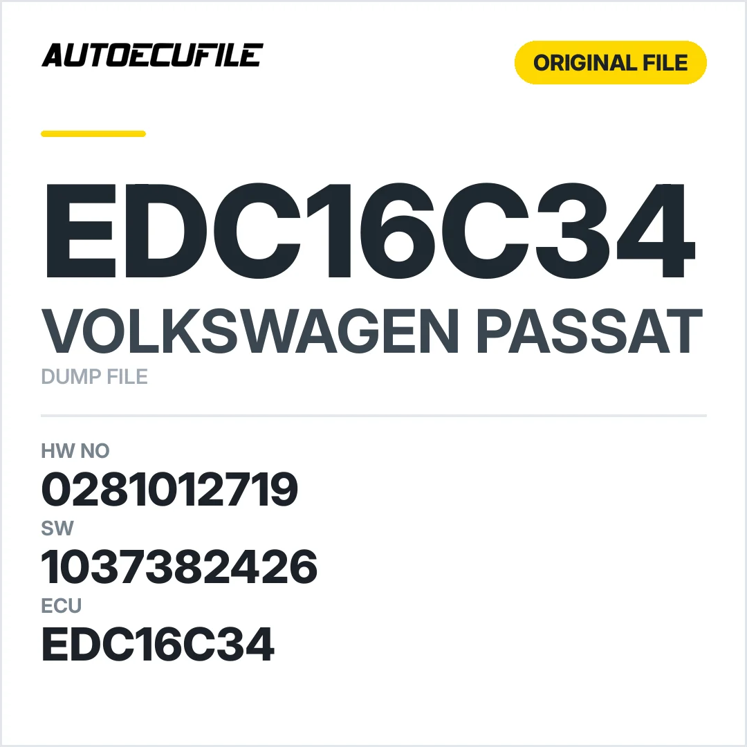 VW PASSAT EDC16U34 0281012719 1037382426  DUMP