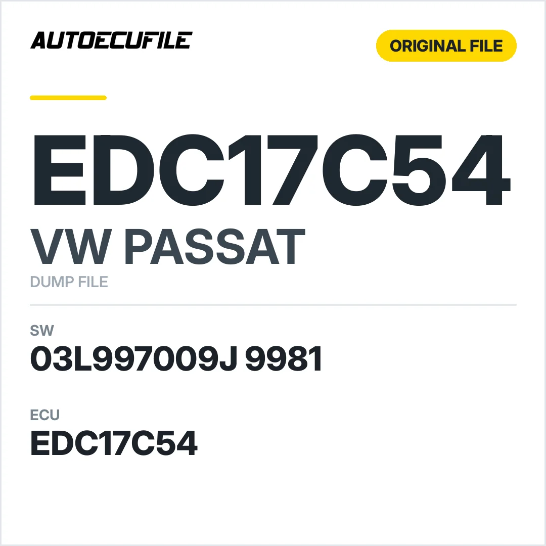 VW PASSAT EDC17C54 03L997009J 9981 1037564116 DUMP