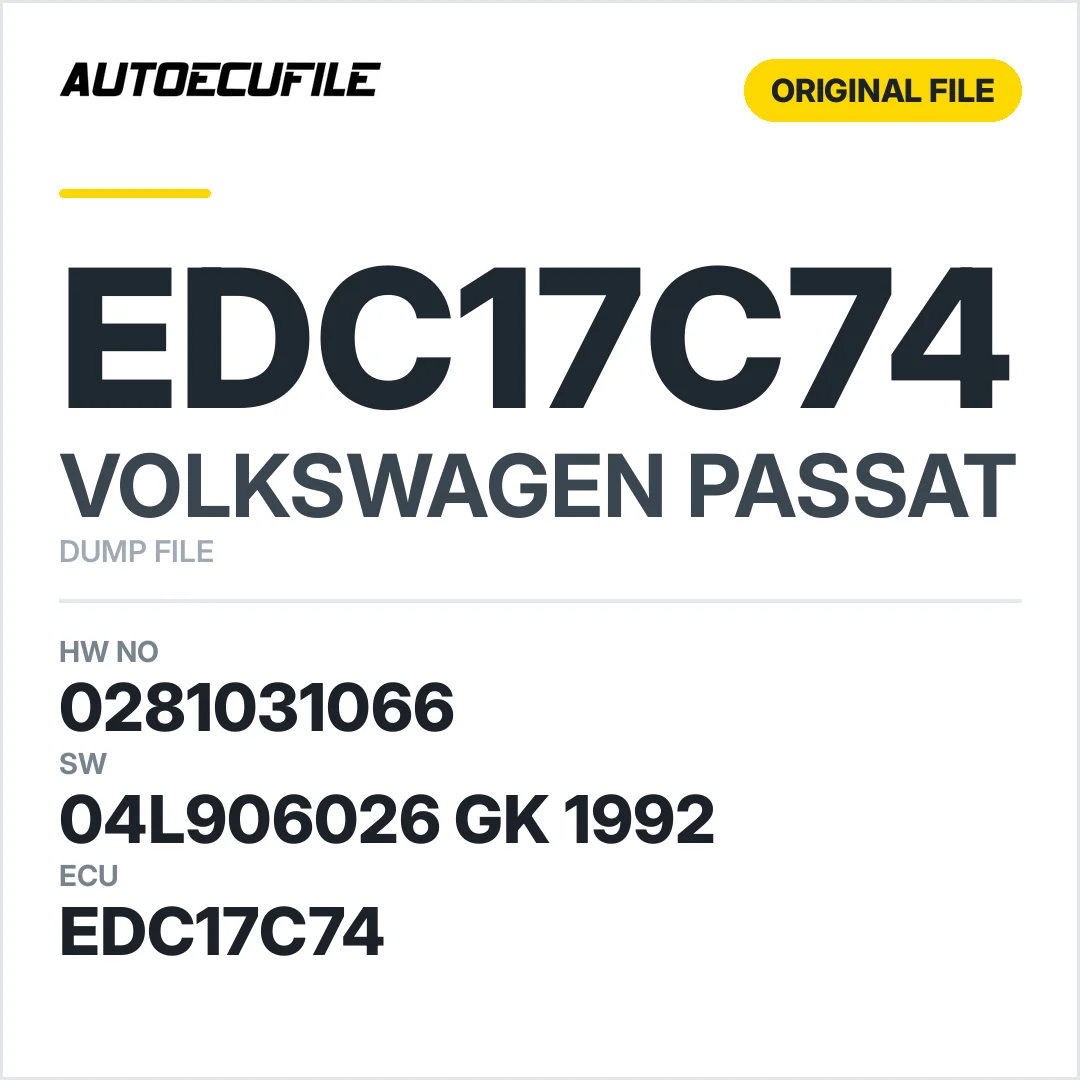 VW PASSAT EDC17C74 0281031066  04L906026GK 1992 DUMP