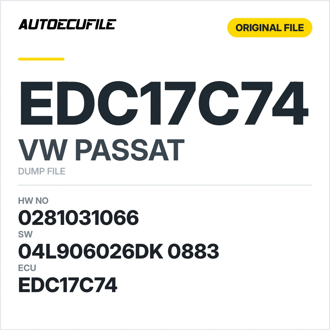 VW PASSAT EDC17C74 0281031066 1037550858 04L906026DK  0883 DUMP
