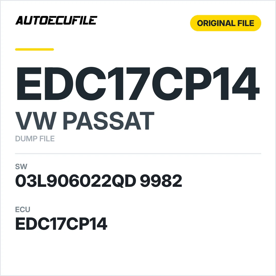 VW PASSAT EDC17CP14 03L906022QD 9982 1037564575 DUMP