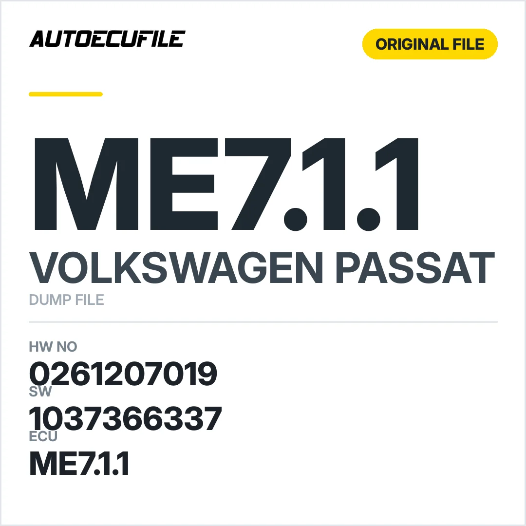 VW PASSAT ME7.1.1 07D906018C 0261207019 1037366337 DUMP