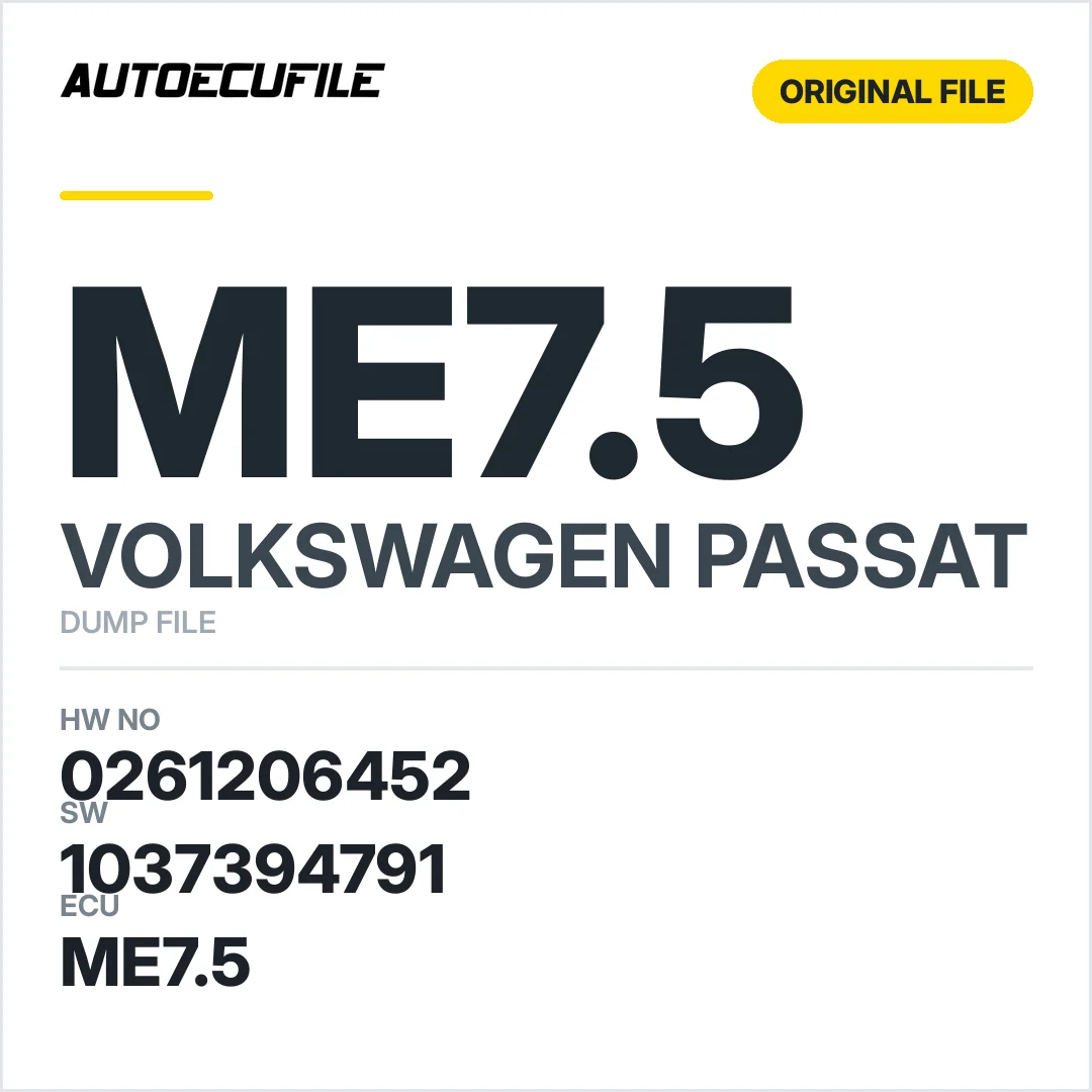 VW PASSAT ME7.5 0261206452 1037394791 DUMP