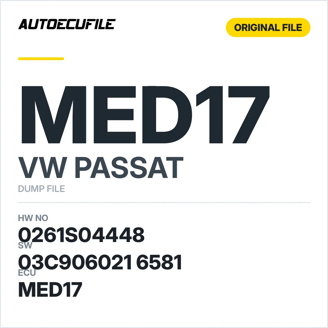 VW PASSAT MED17 03C906021 6581 1037539324 DUMP