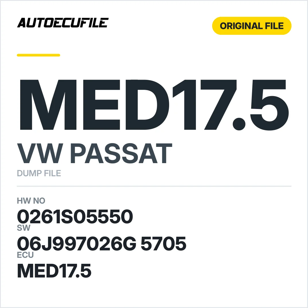 VW PASSAT MED17.5 06J997026G 5705 1037533533 DUMP