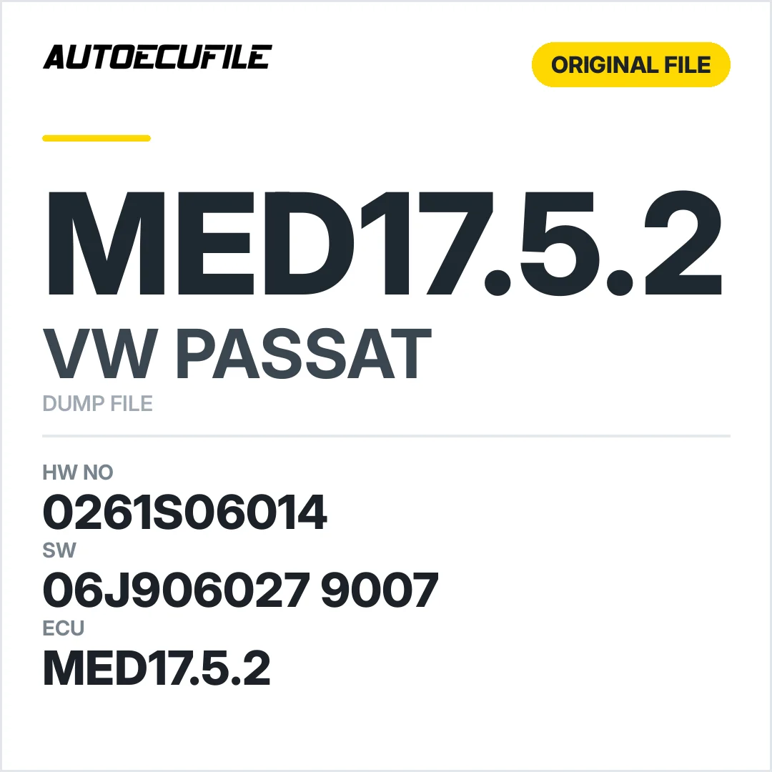 VW PASSAT MED17.5.2 06J906027 9007 1037515937 DUMP