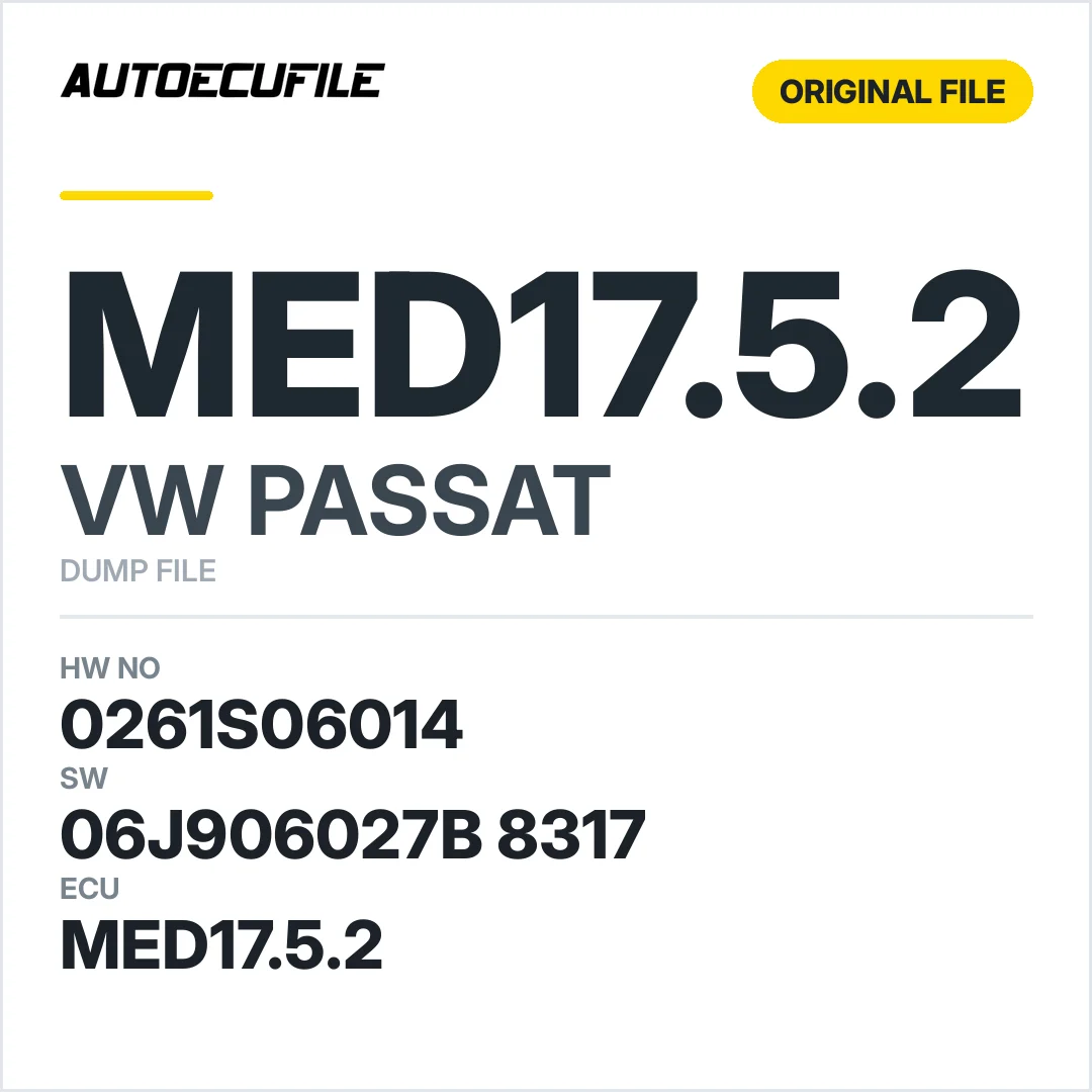 VW PASSAT MED17.5.2 06J906027B 8317 1037512966 DUMP