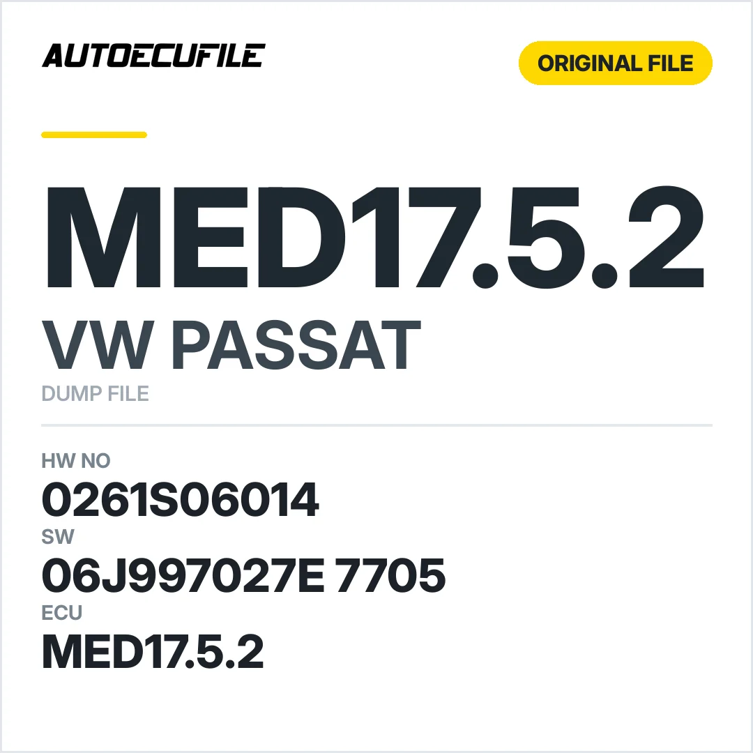 VW PASSAT MED17.5.2 06J997027E 7705 1037542669 DUMP