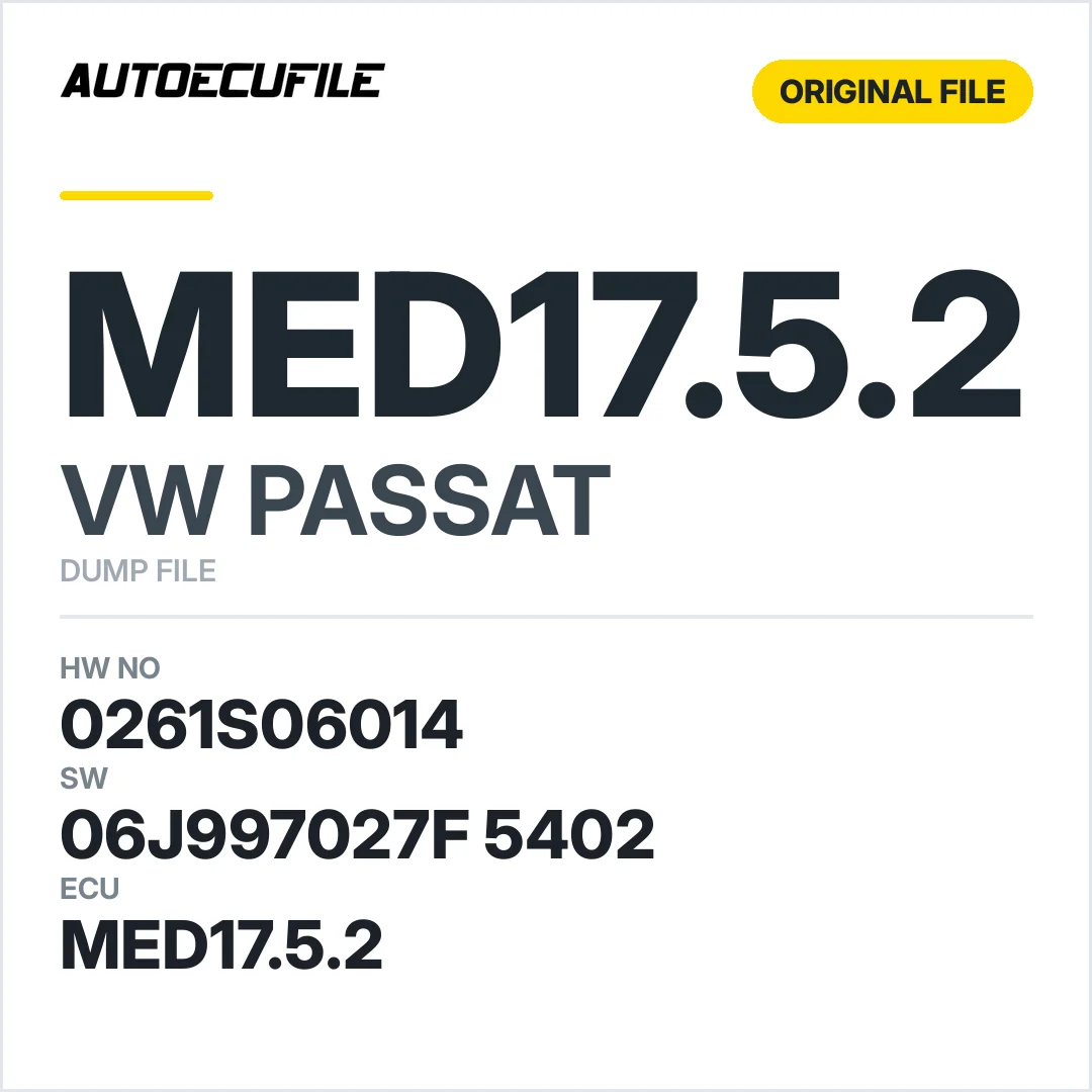 VW PASSAT MED17.5.2 06J997027F 5402 1037532988 DUMP