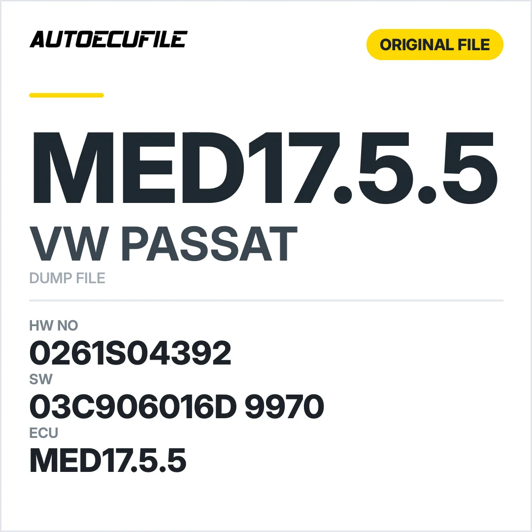 VW PASSAT MED17.5.5 03C906016D 9970 1037531052 DUMP