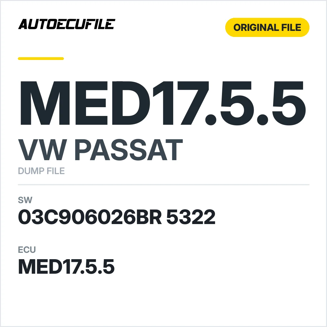 VW PASSAT MED17.5.5 03C906026BR 5322 1037533834 DUMP